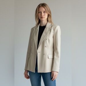 Zara Classic Cream Double-Breasted Blazer